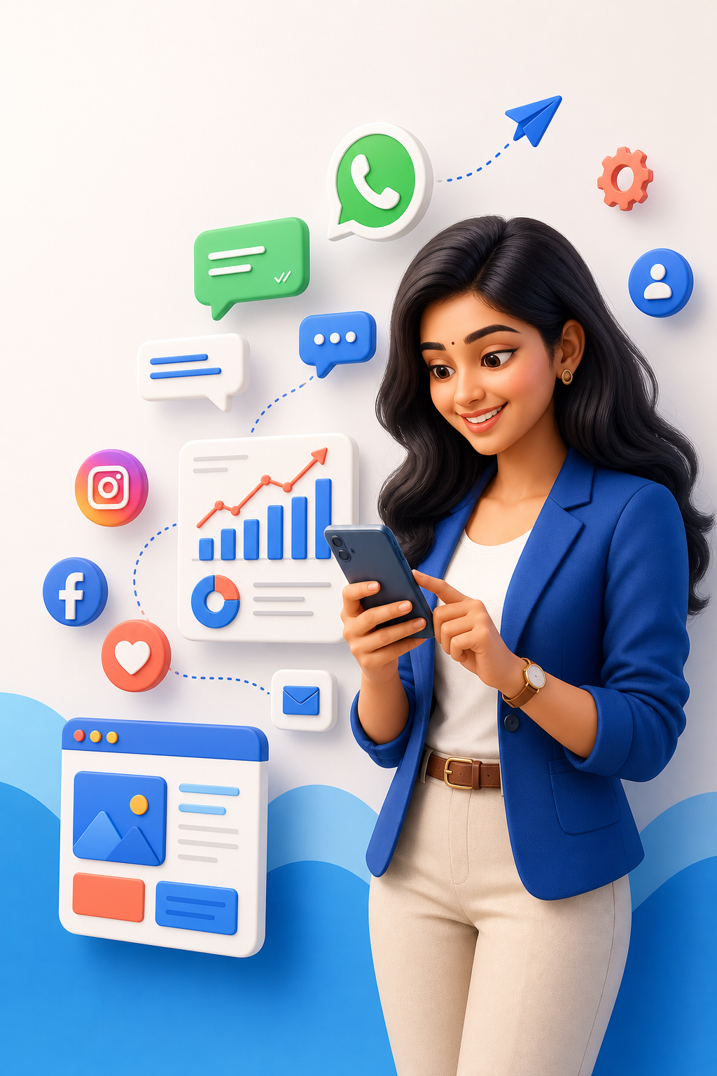 Digital marketing expert using mobile business tools